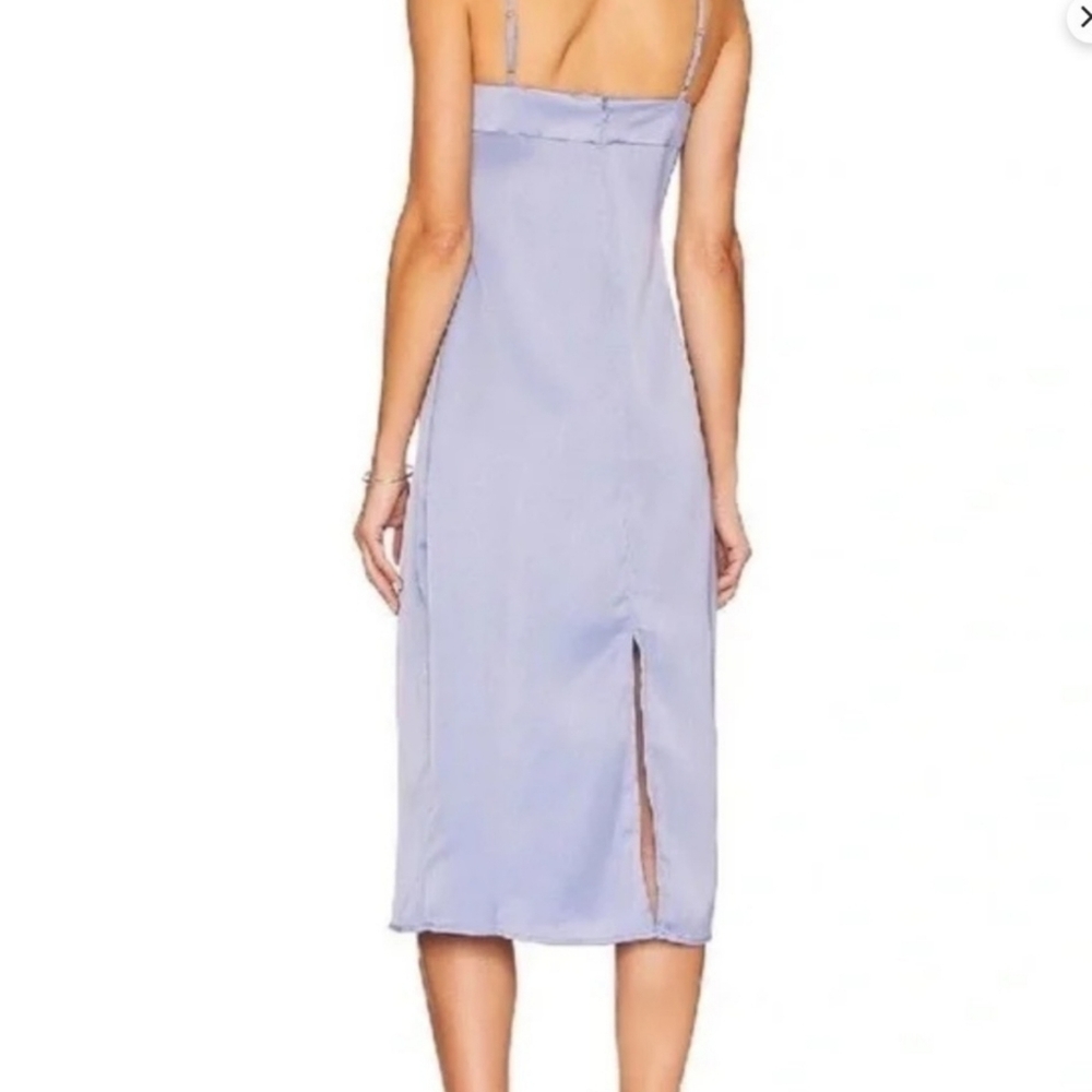 NWT WeWoreWhat Revolve  Slate blue satin charmeus cowl midi dress size 6 - Picture 2 of 11